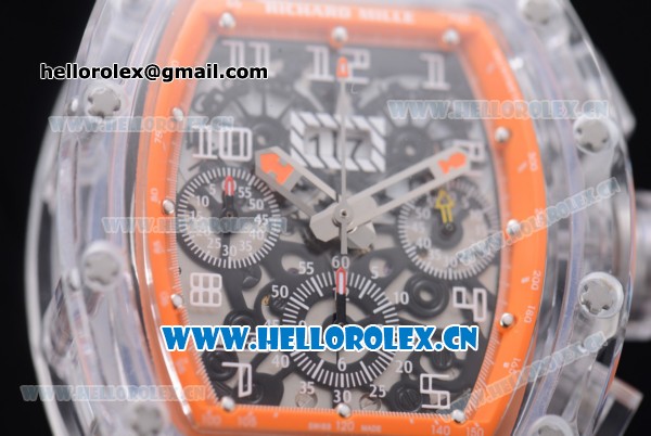 Richard Mille RM 011 Felipe Massa Flyback Chronograph Swiss Valjoux 7750 Automatic Sapphire Crystal Case with Skeleton Dial Arabic Number Markers and Aerospace Nano Translucent Strap - Click Image to Close